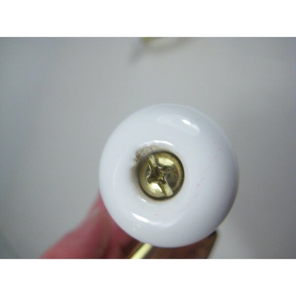 Set Of 2 Vintage Double Gold Wall Hooks Brass Ceramic Knobs 4 Inches Long Taiwan - Picture 12 of 13